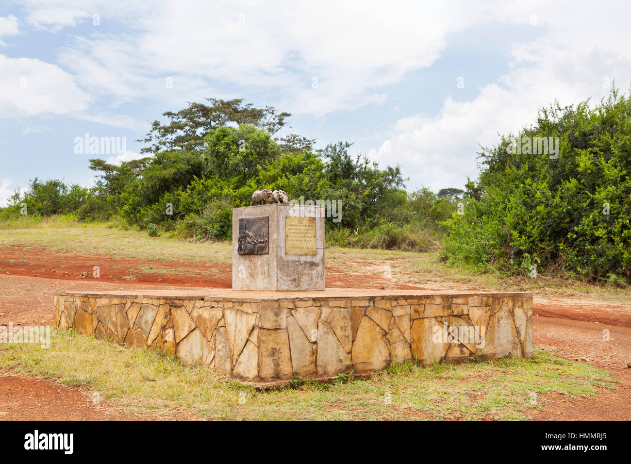 Nairobi, Kenia - 29. Januar: Das berühmte Elfenbein Burning Website Denkmal im Nairobi-Nationalpark in Kenia am 29. Januar 2013 Stockfoto