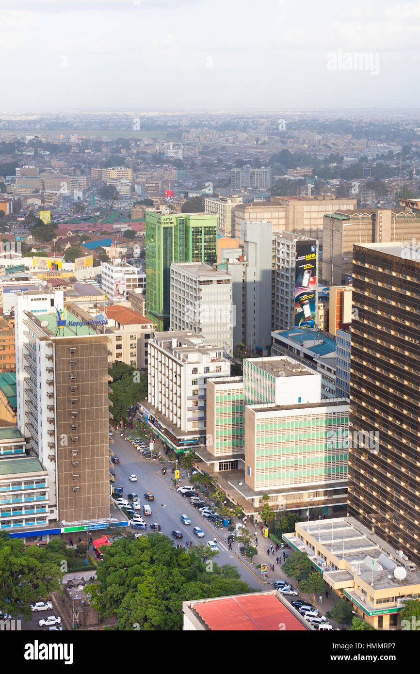 Nairobi, Kenia - Februar 7: Straße im Geschäftsviertel von Nairobi, Kenia am 7. Februar 2013 Stockfoto
