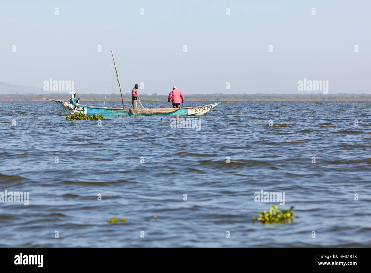 Naivasha, Kenia - Februar 9: Lokale Fischer am Lake Naivasha, Kenia am 9. Februar 2013 Stockfoto