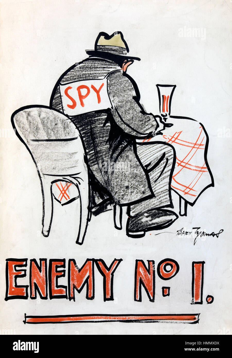 Walisische Karikaturist BERT THOMAS (1883-1966). Eines seiner humorvollen WW2-Poster. Stockfoto