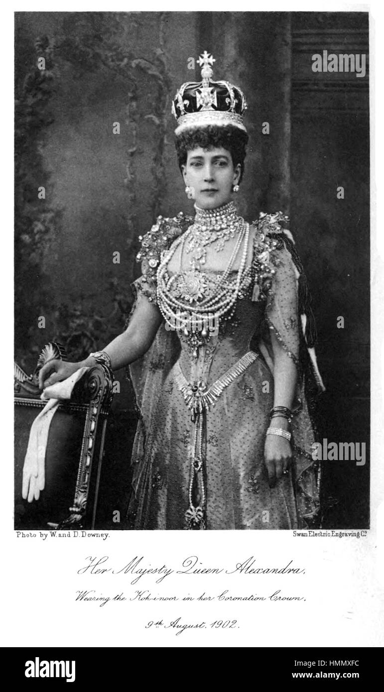 ALEXANDRA von Dänemark (1844-1925) Frau von Edward VII tragen der Koh-i-Noor-Diamant in ihrer Krönung Krone, 9. August 1902 Stockfoto