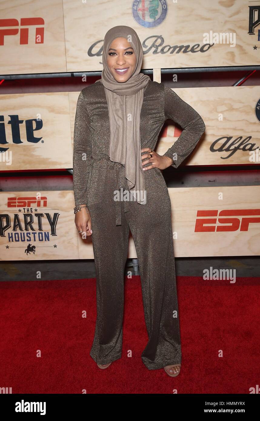 Houston, TX, USA. 3. Februar 2017. Ibtihaj Muhammad im Ankunftsbereich für 13. ESPN The Party Super Bowl Vorschau Thema Jahresvorschau, 1201 Oliver Street, Houston, TX 3. Februar 2017. Bildnachweis: MORA/Everett Collection/Alamy Live-Nachrichten Stockfoto