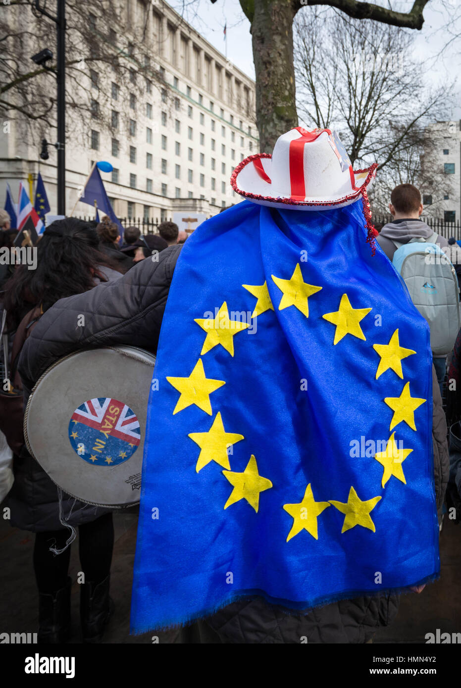 London, UK. 4. Februar 2017. Art. 50 und Austritt gegenüber Downing Street zu protestieren. © Guy Corbishley/Alamy Live-Nachrichten Stockfoto