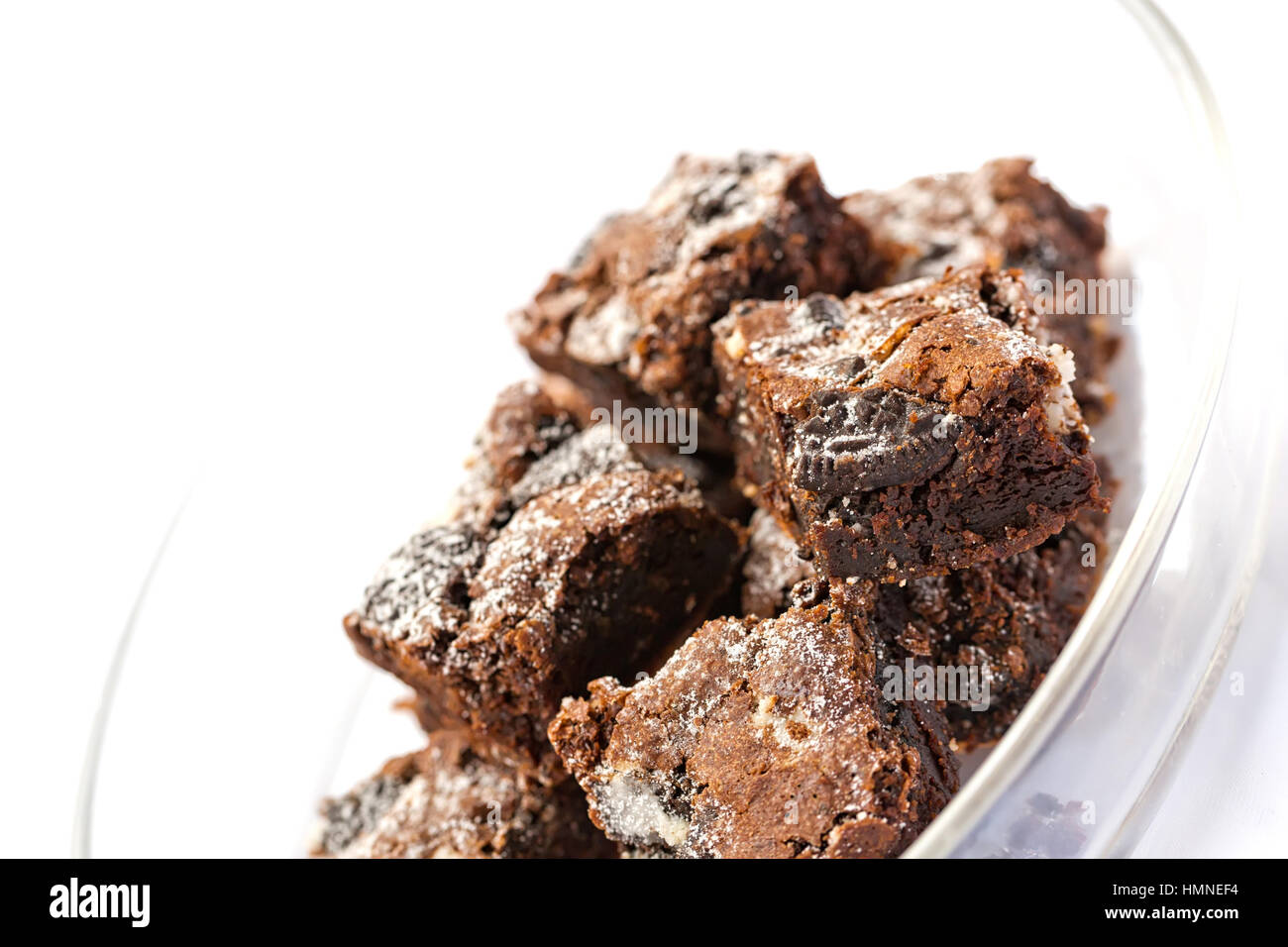 Leckere frisch gebackene hausgemachte Kekse und Creme Brownies. Selektiven Fokus auf der Oberseite brownie Stockfoto