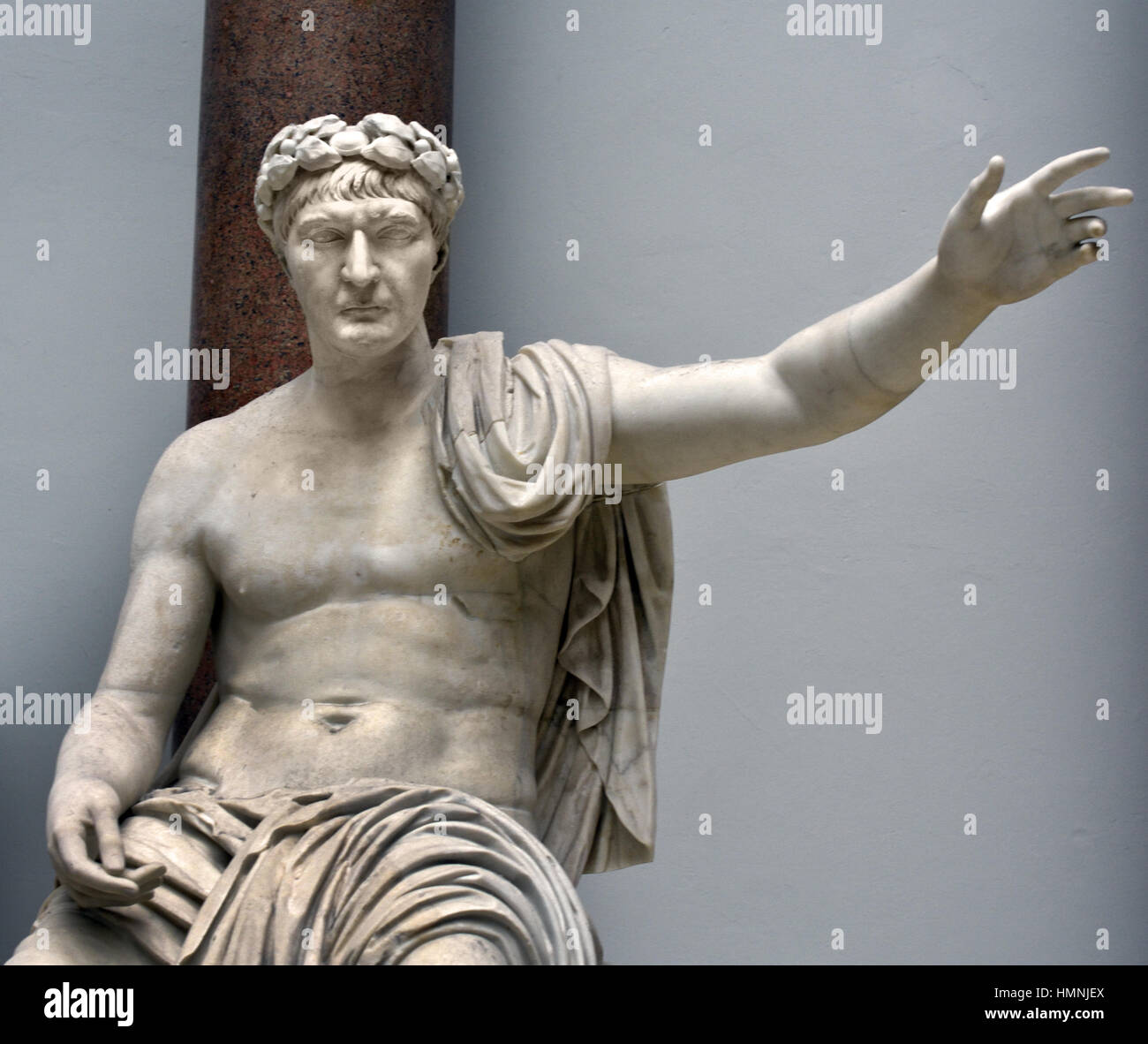 Sitzen, Trajan - Marcus Ulpius Nerva Traianus Augustus 53-117 n. Chr. römischer Kaiser, Rom, Italien, Italienisch, Stockfoto