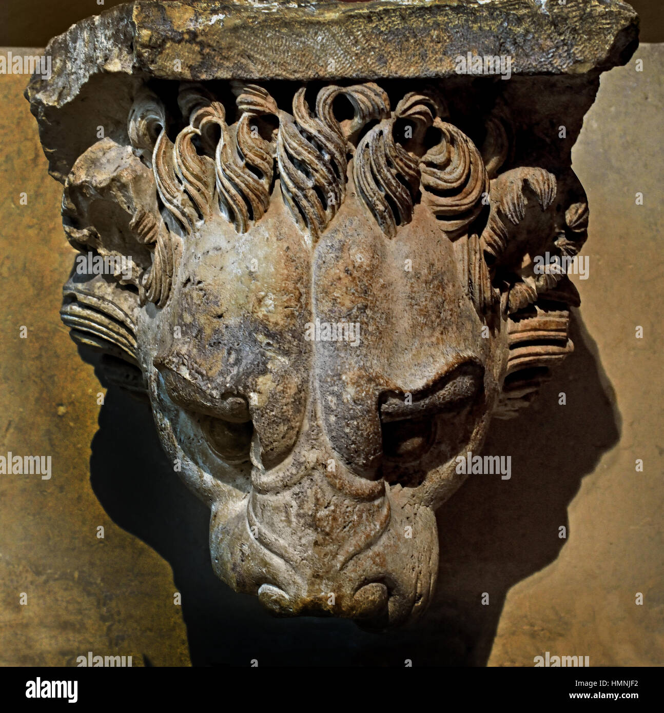 Lionhead gargoyle 2 Jahrhundert n. Chr. Kalkstein. Heiligtum des Jupiter Heliopolitanus. Baalbek, Libanon. Pergamon Museum Berlin Stockfoto
