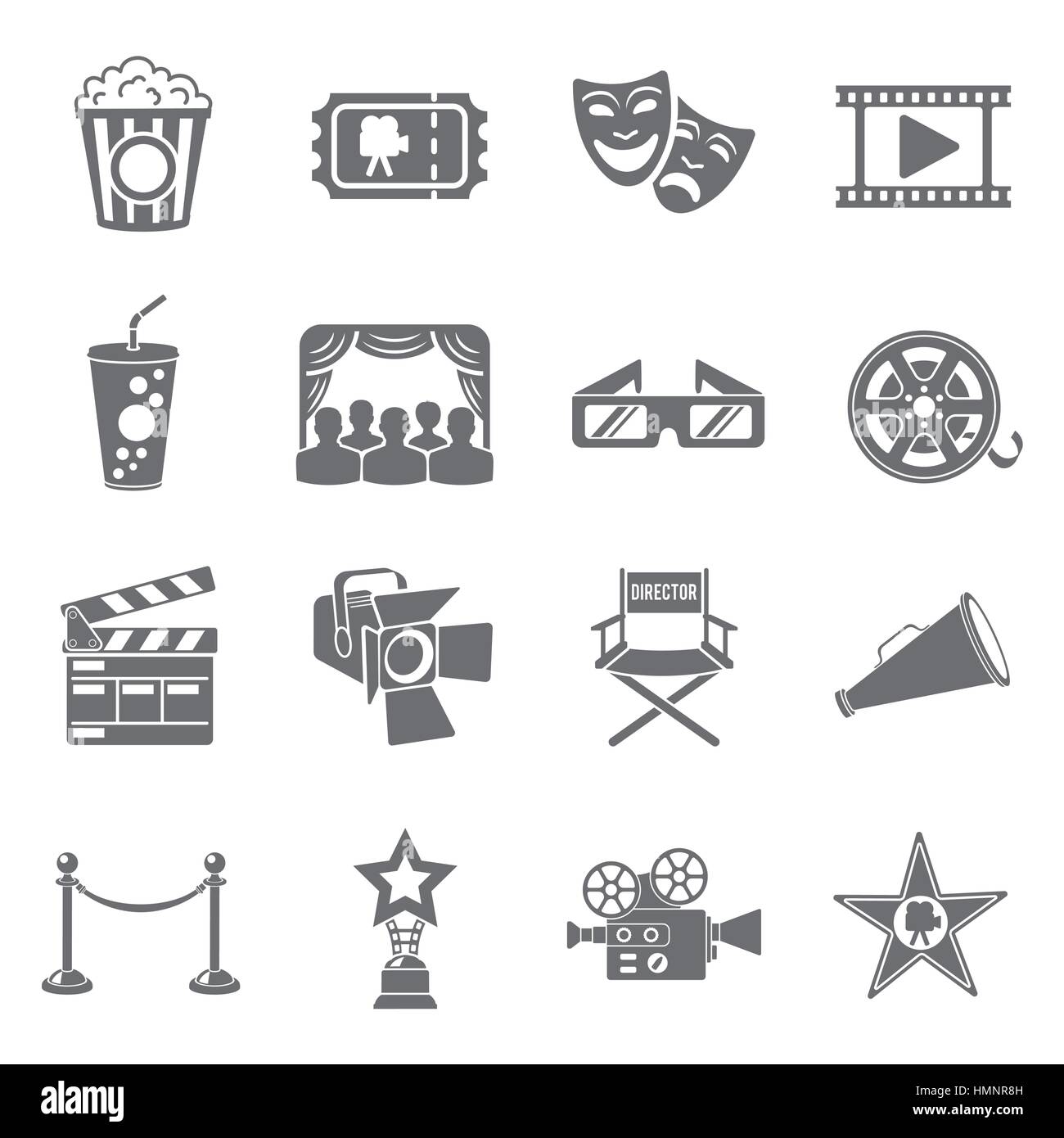 Kino und Film Icons Set Stock Vektor