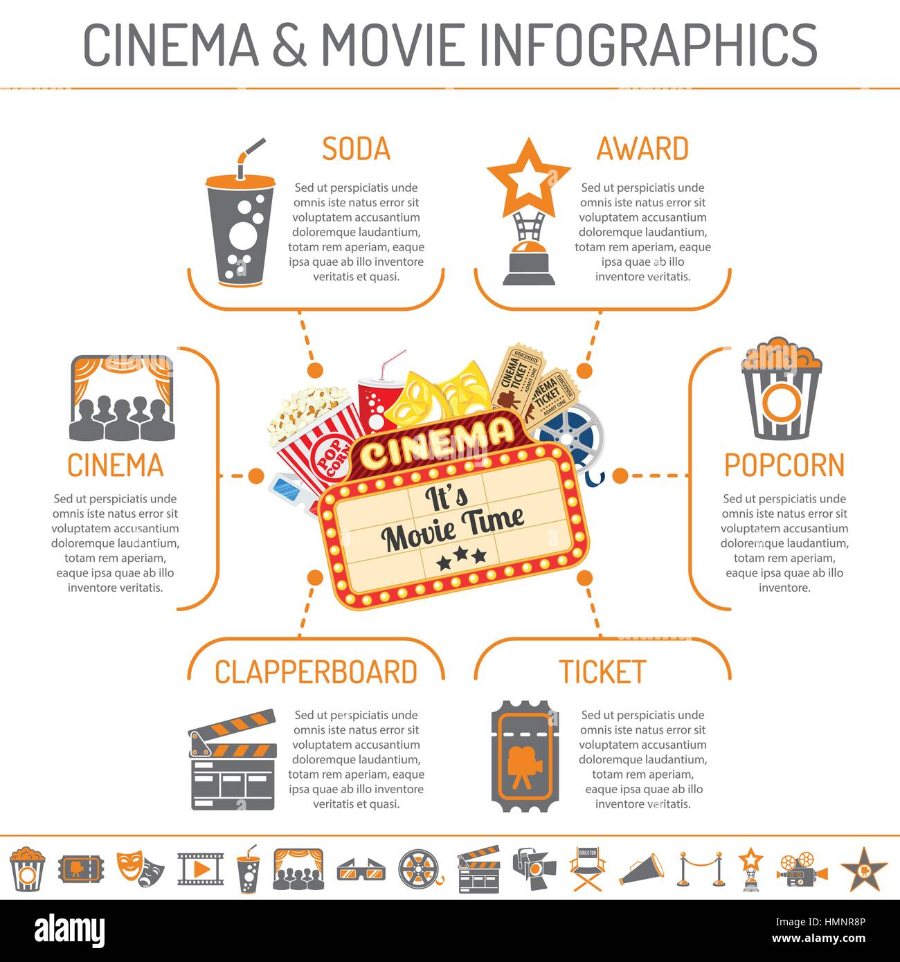 Kino und Film Infografiken Stock Vektor