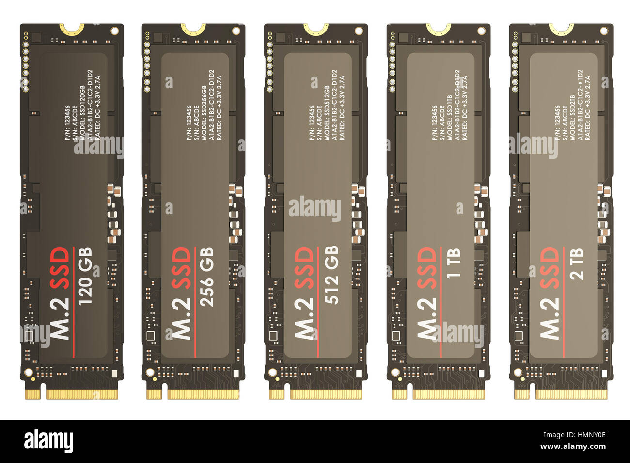 Satz von M2 SSD, 3D-Rendering isolierten auf weißen Hintergrund Stockfoto