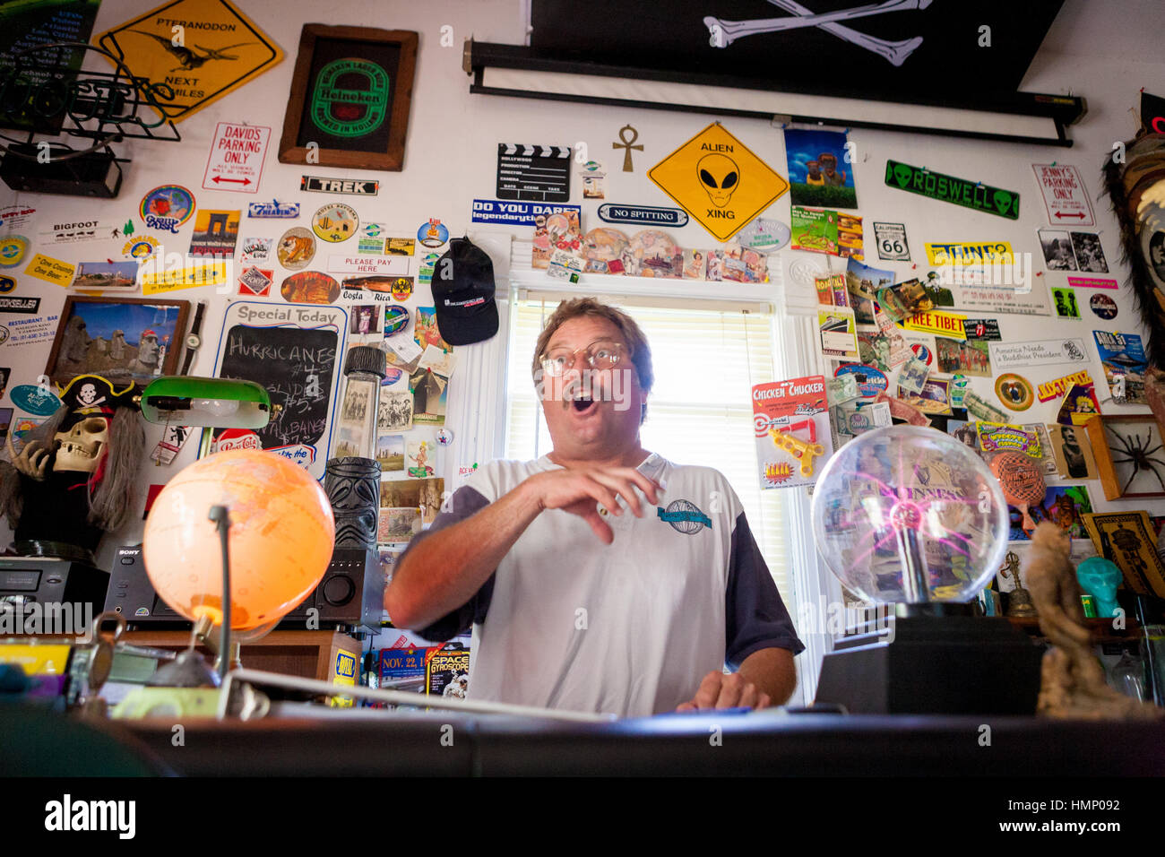 Autor David Hatcher Childress bei der World Explorers Club in Kempton, Illniois. Stockfoto