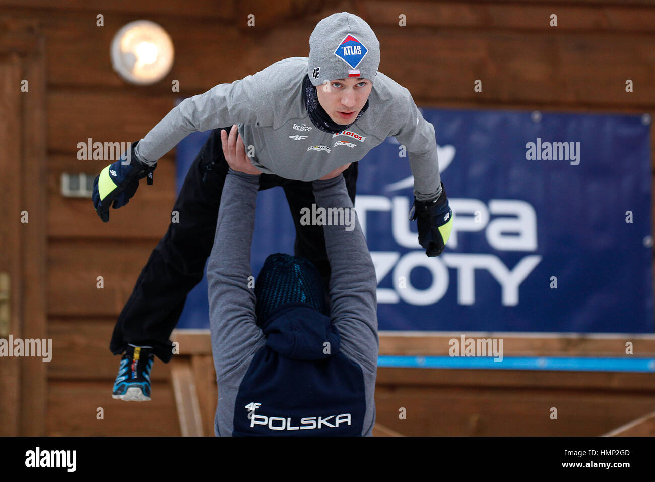 ZAKOPANE, Polen - 23. Januar 2016: FIS-Skisprung-Weltcup in Zakopane o/p Kamil Stoch POL Stockfoto