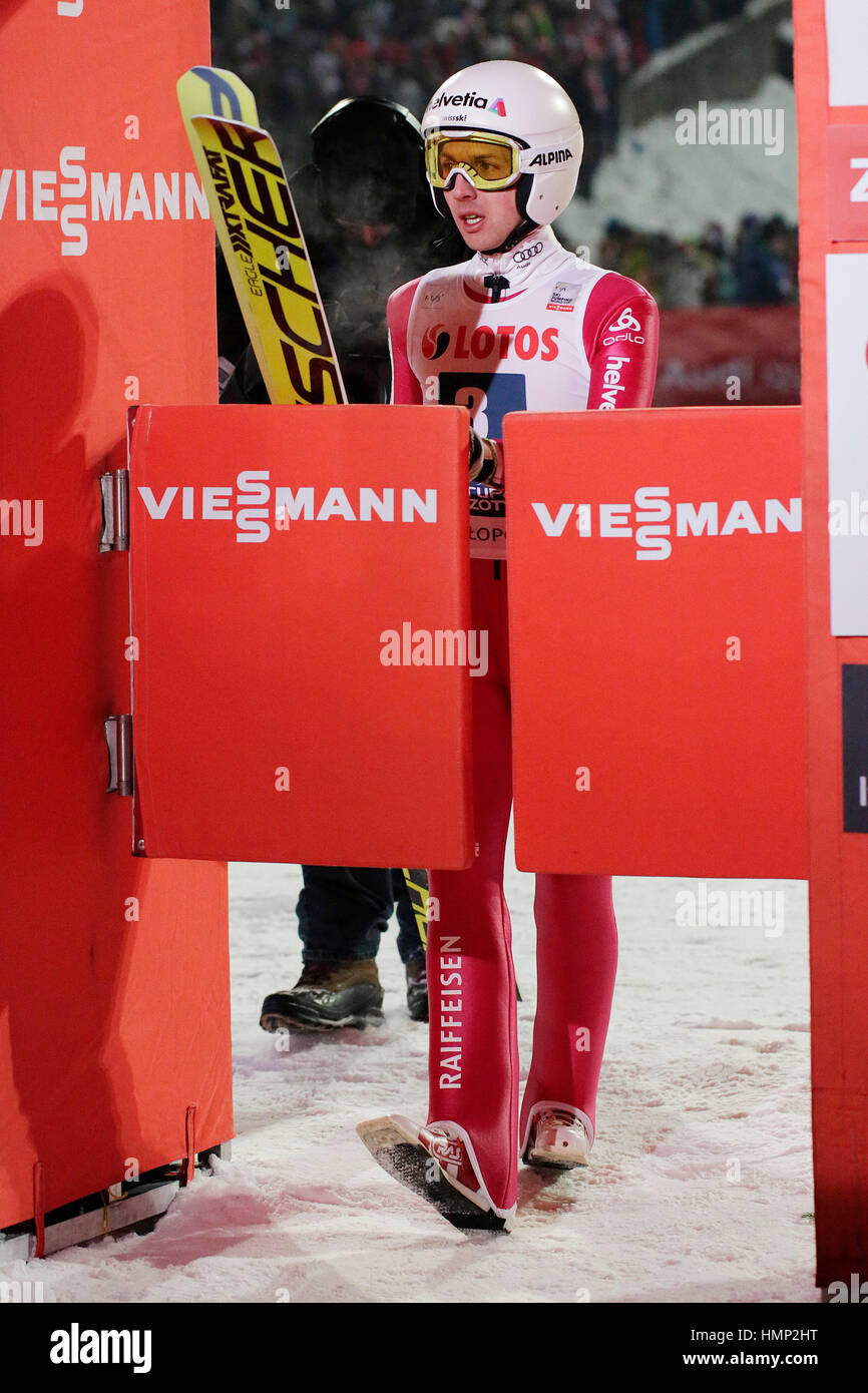 ZAKOPANE, Polen - 23. Januar 2016: FIS Skisprung Weltcup in Zakopane o/p Simon Ammann SUI Stockfoto