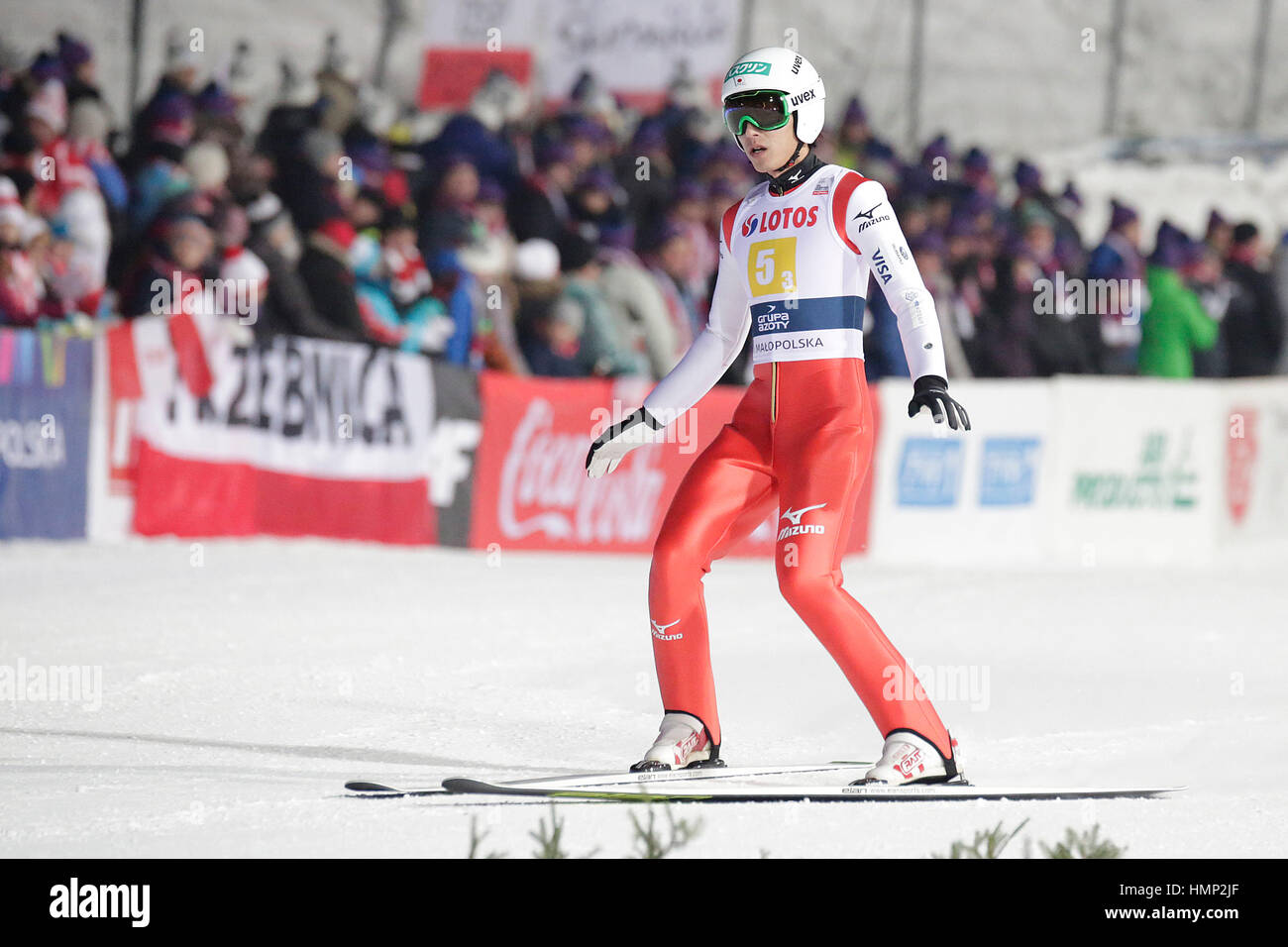ZAKOPANE, Polen - 23. Januar 2016: FIS-Skisprung-Weltcup in Zakopane o/p Kenshiro Ito jap. Stockfoto