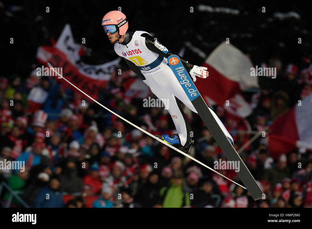 ZAKOPANE, Polen - 23. Januar 2016: FIS Skisprung Weltcup in Zakopane o/p Manuel Fettner AUT Stockfoto
