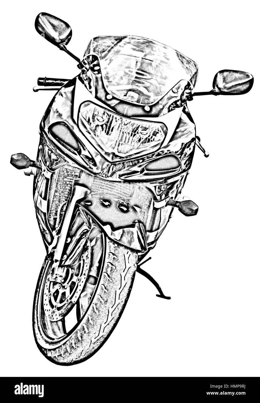 Motorrad-Zeichnung auf weiß Stockfotografie - Alamy