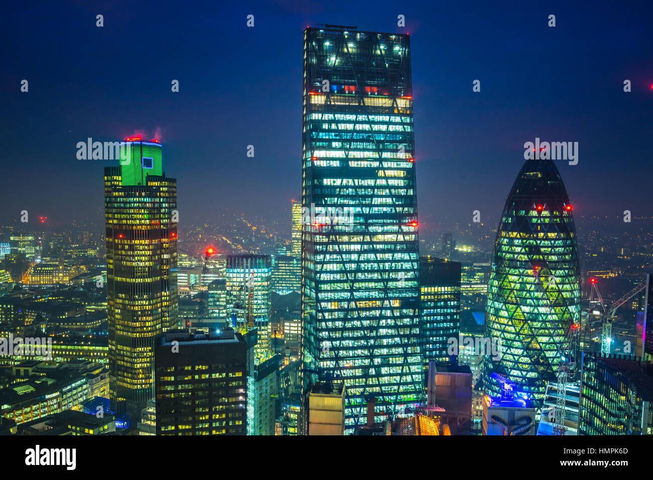 Der Londoner Bankenviertel in der Nacht, London, UK Stockfoto