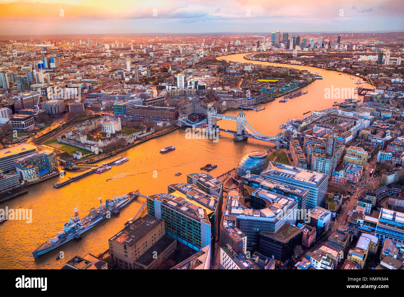 Sonnenuntergang über London, Blick von der Shard. London, UK Stockfoto