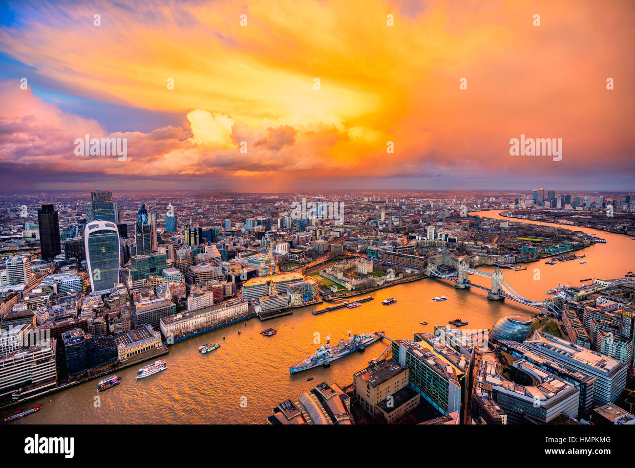 Sonnenuntergang über London, Blick von der Shard. London, UK Stockfoto