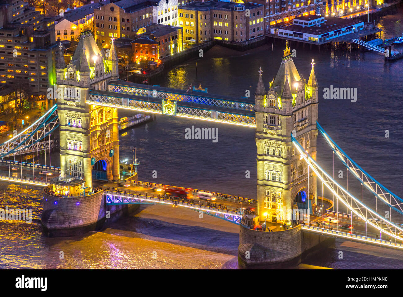 Tower Bridge und Thames River, Blick von der Shard, London, UK Stockfoto