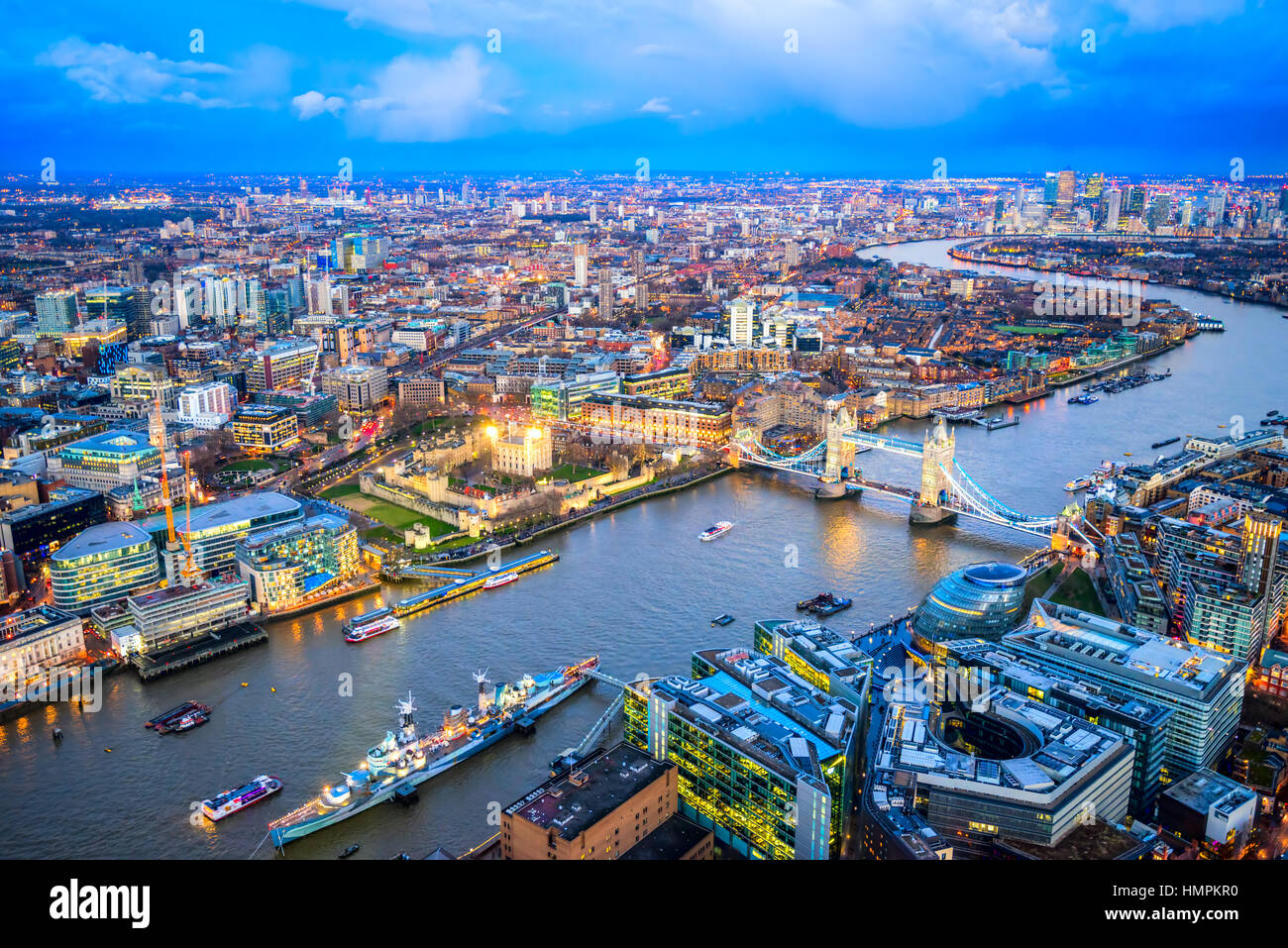 Sonnenuntergang über London, Blick von der Shard. London, UK Stockfoto