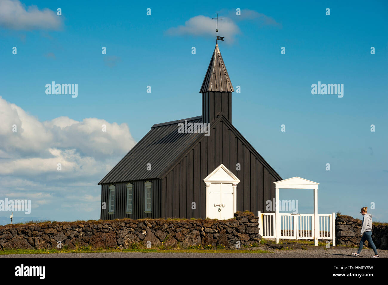 Budir Kirche auf Snaefellsnes Halbinsel, Island. Stockfoto