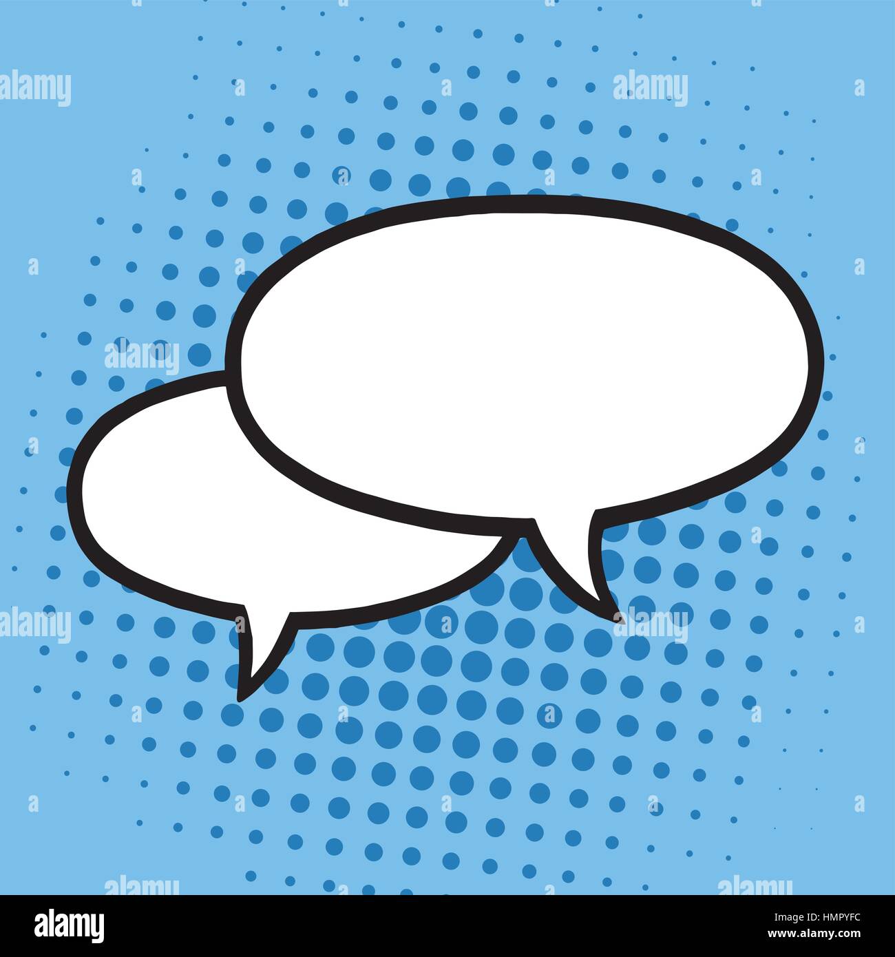 Chatten Sie Sprechblasen oder Bläschen Pop-Art-Vektor-Illustration-Icon. Blauem Hintergrundvorlage Stock Vektor