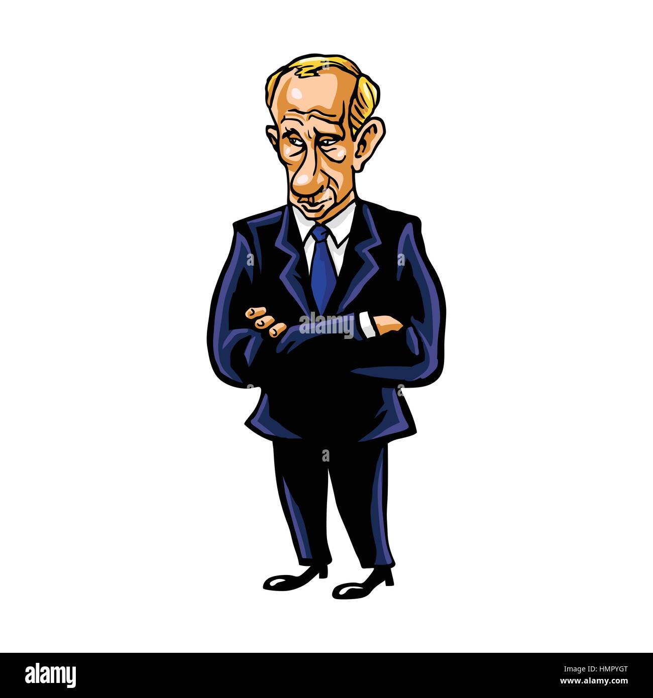 Vladimir Putin Cartoon Karikatur Vektor Illustration Portrait Stock Vektor