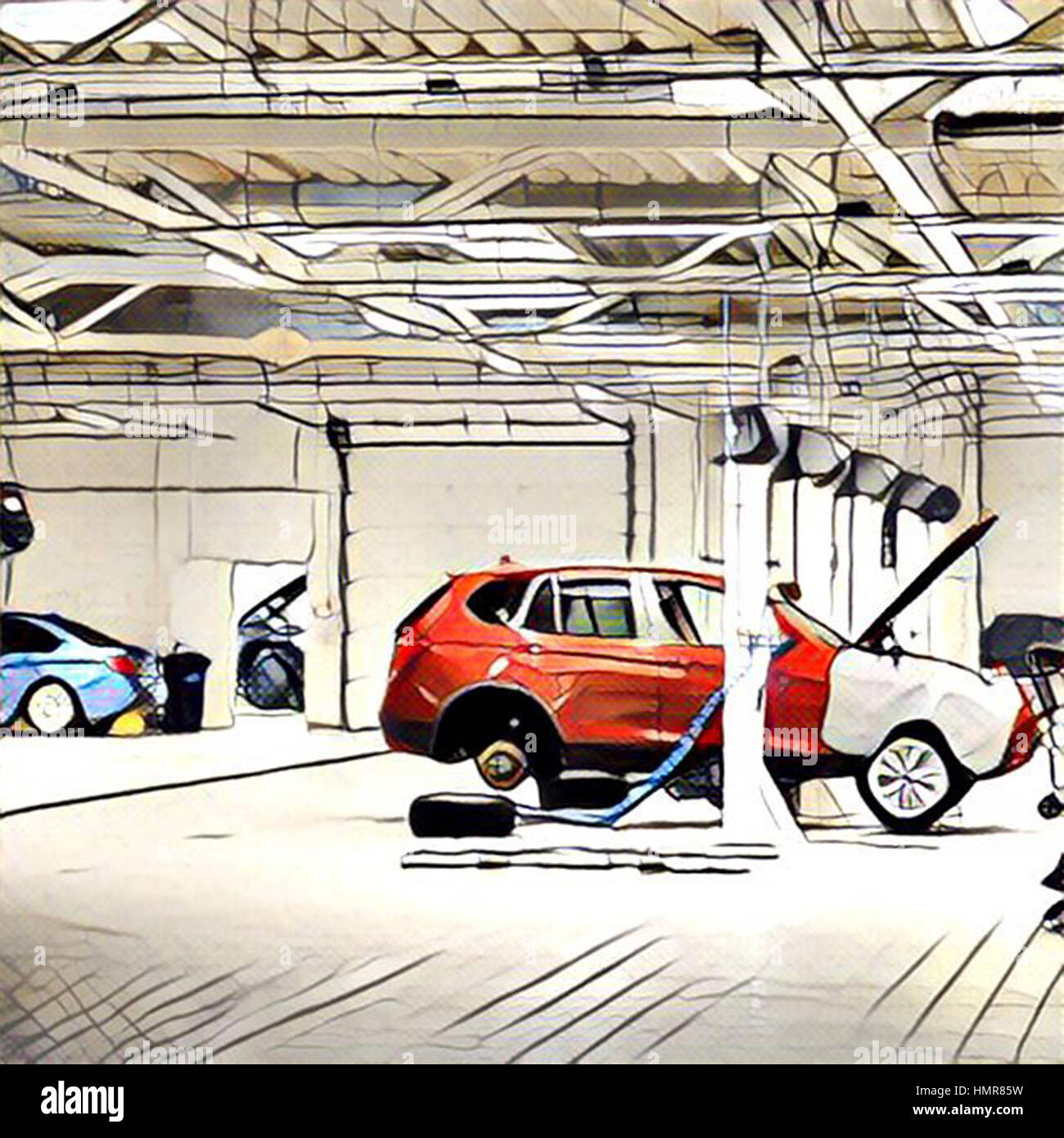 Auto Reparatur in großen und sauberen garage Stockfotografie - Alamy
