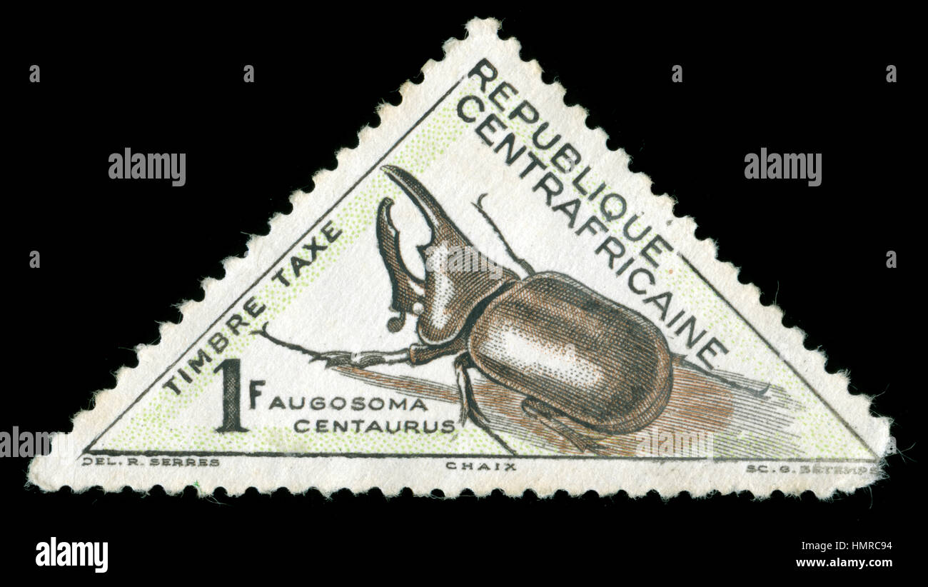 Poststempel Stempel aus der Zentralafrikanischen Republik in der Insekten-Serie aus dem Jahr 1962 Stockfoto
