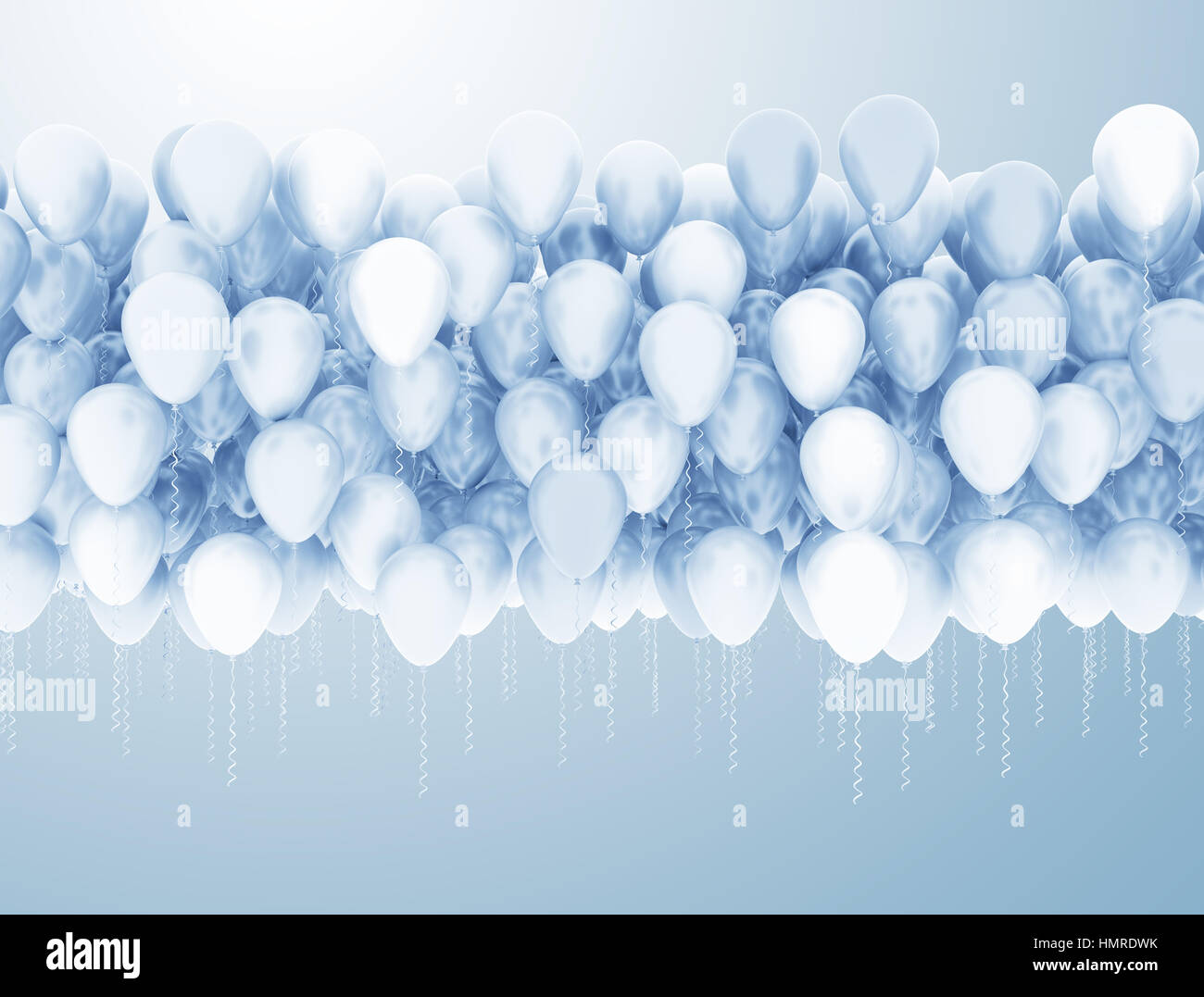 Blaue und weiße Luftballons party Hintergrund Stockfoto