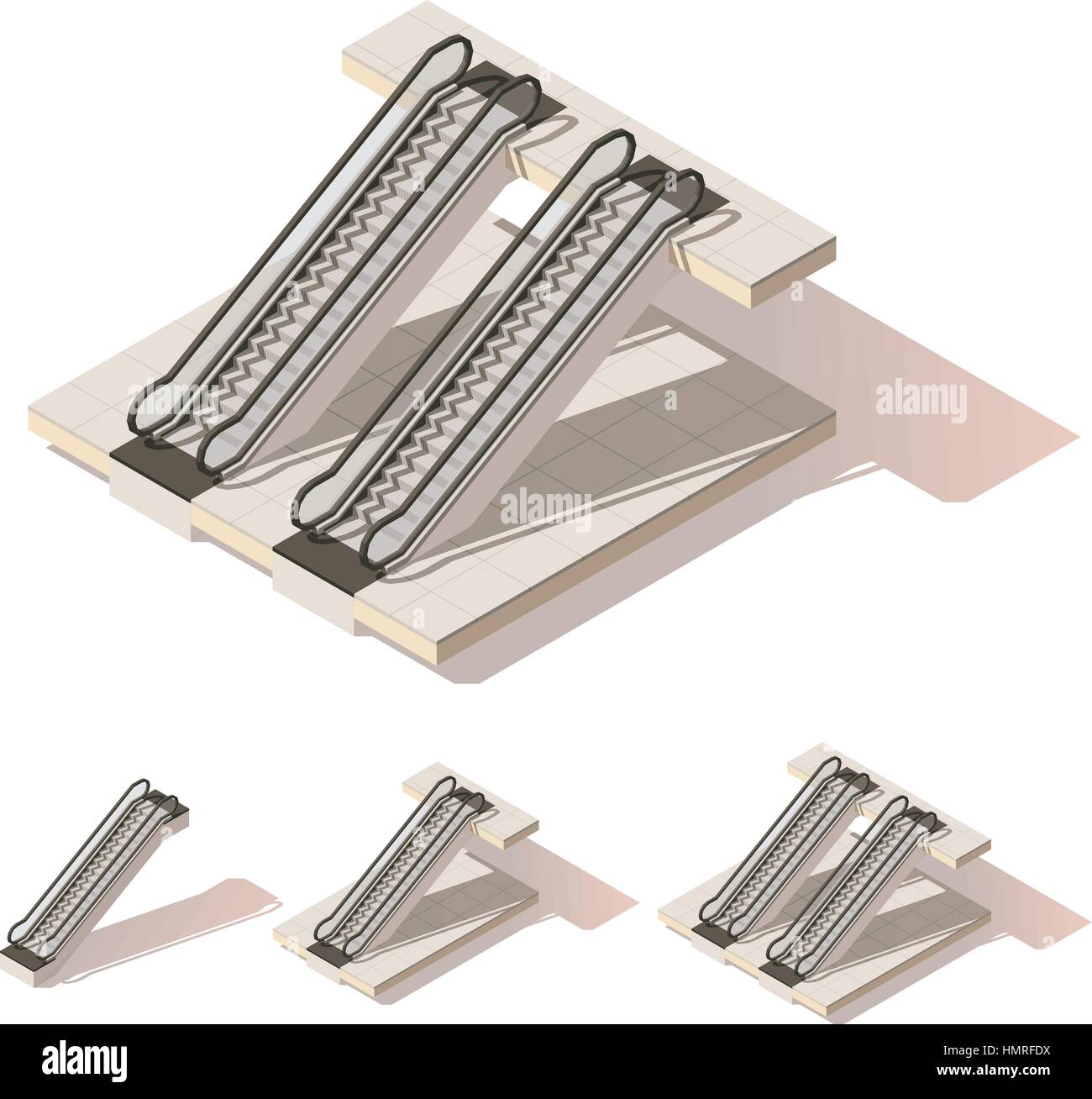 Vektor-isometrische low-Poly-Rolltreppe Stock Vektor Vektor-isometrische low-Poly-Rolltreppe Stock Vektor
