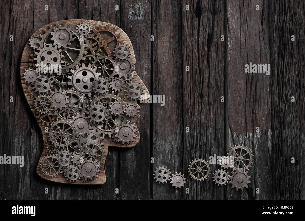 Die Funktion des Gehirns, Psychologie, Speicher, Erfindung oder der geistigen Aktivität Konzeption Stockfoto