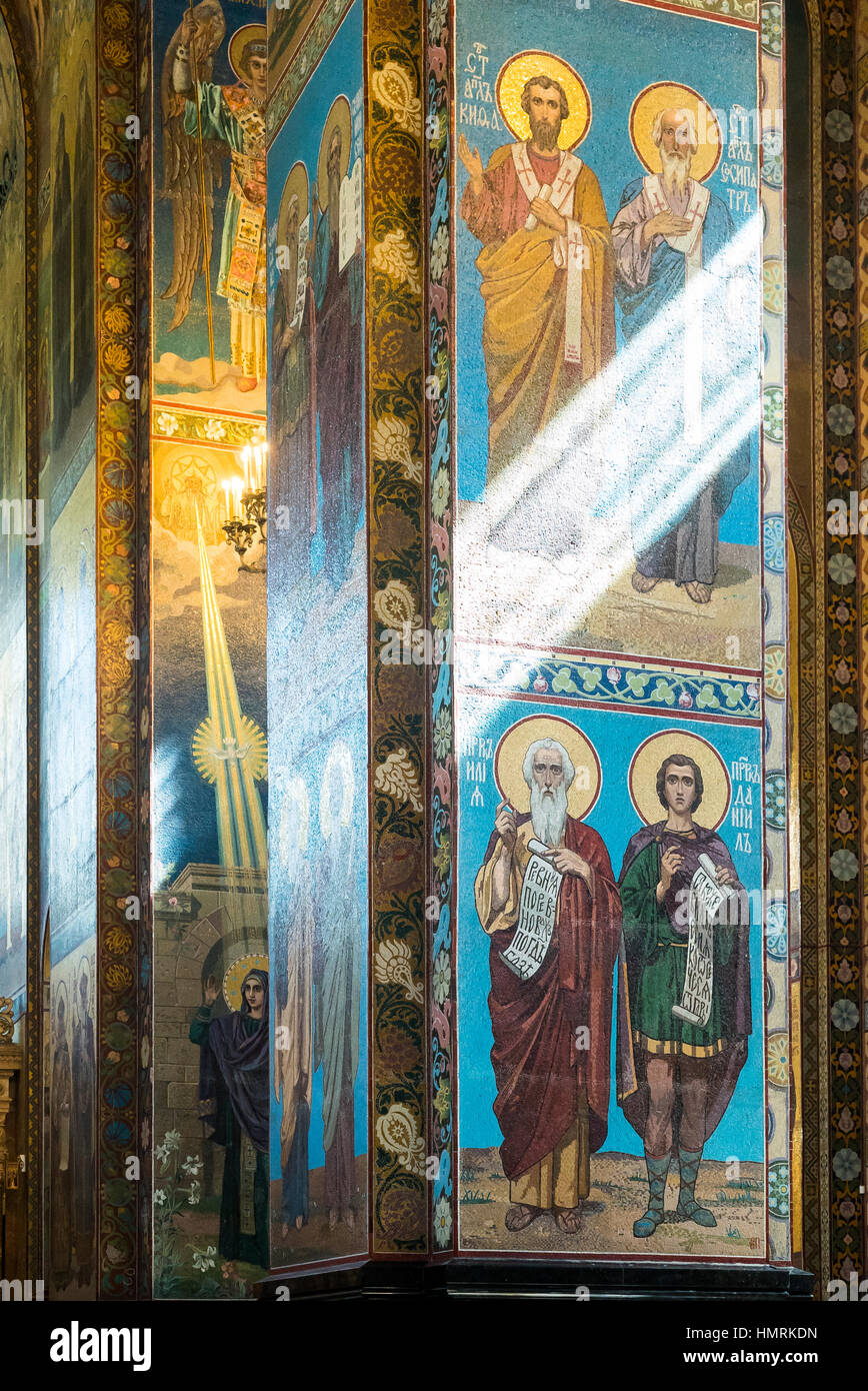 Innere der Kirche von dem Blut, St Petersburg, Russland Stockfoto
