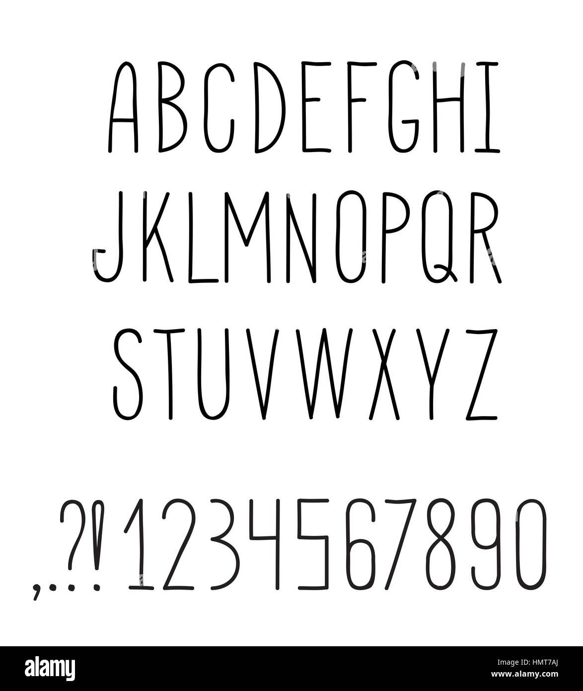 Lateinische Alphabet Grunge Line Dekorative Schriftart Hipster Skizziert Buchstaben Alphabetand Nummern Einrichten Stock Vektorgrafik Alamy
