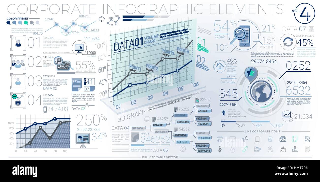 Bunte Corporate Infografik Elemente Stock Vektor
