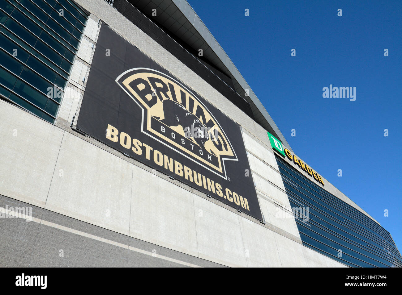 TD Garden, das Heimstadion für die Boston Bruins aus der National Hockey League in Boston, Massachusetts, USA. Stockfoto
