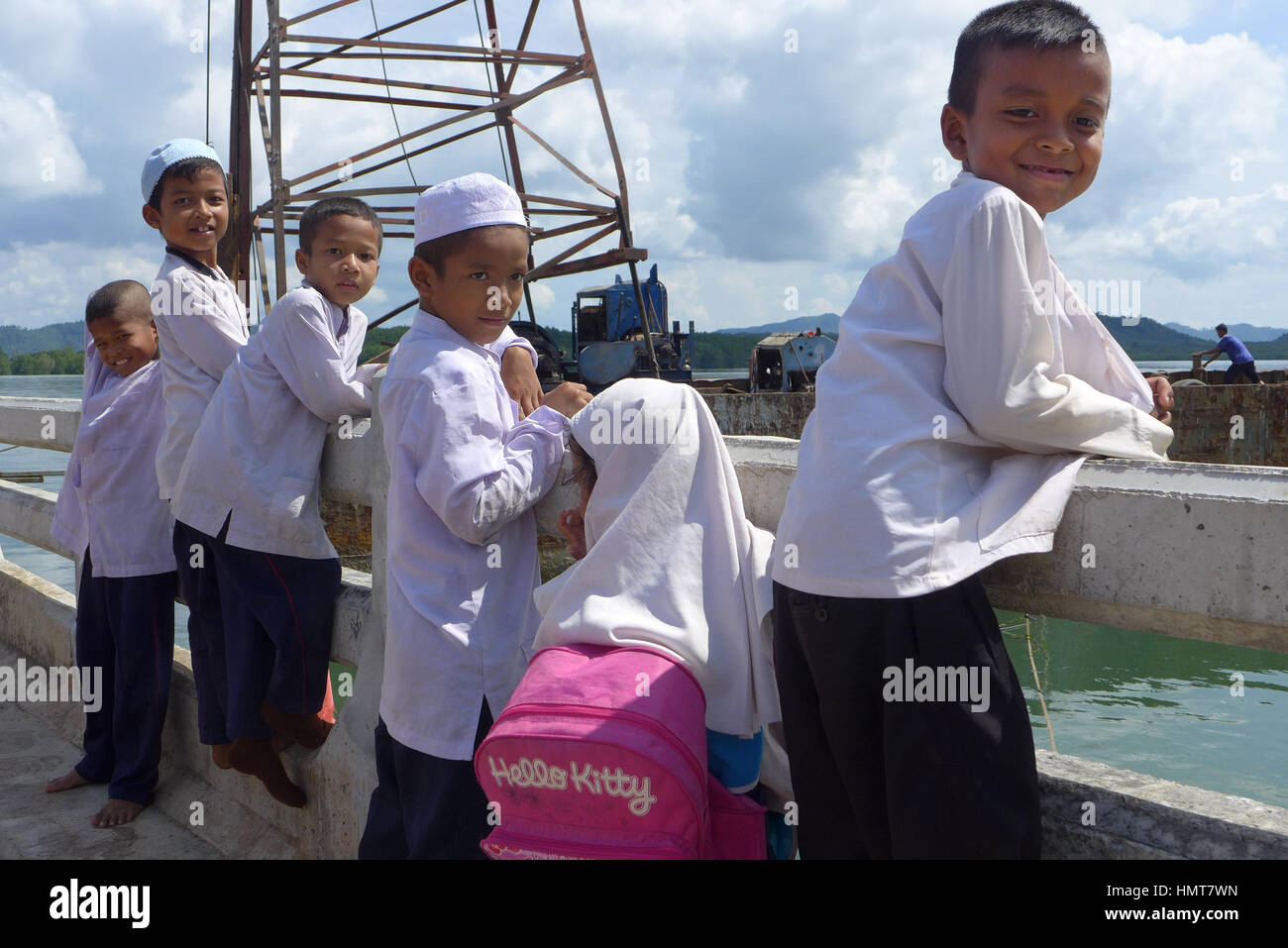 Kinder aus der Schule, Koh Pu, Thailand Stockfoto