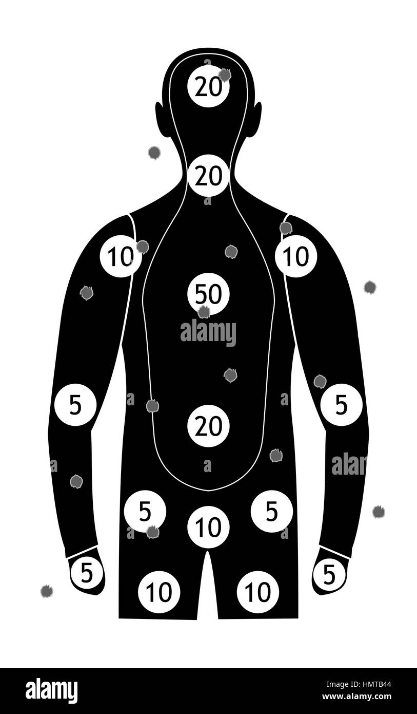menschliche Silhouette Gewehrschießen Papier richtet sich an Vektor Stock Vektor