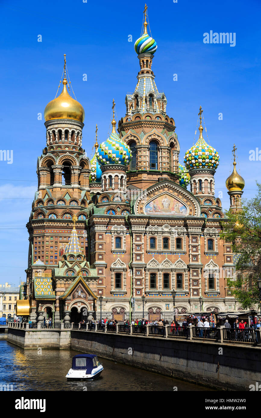 Kirche von dem Blut und Kanal, St Petersburg, Russland Stockfoto