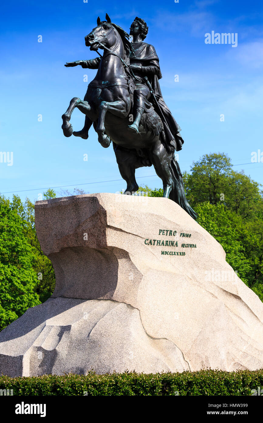 Dekabristen Square und der eherne Reiter, St. Petersburg, Russland Stockfoto