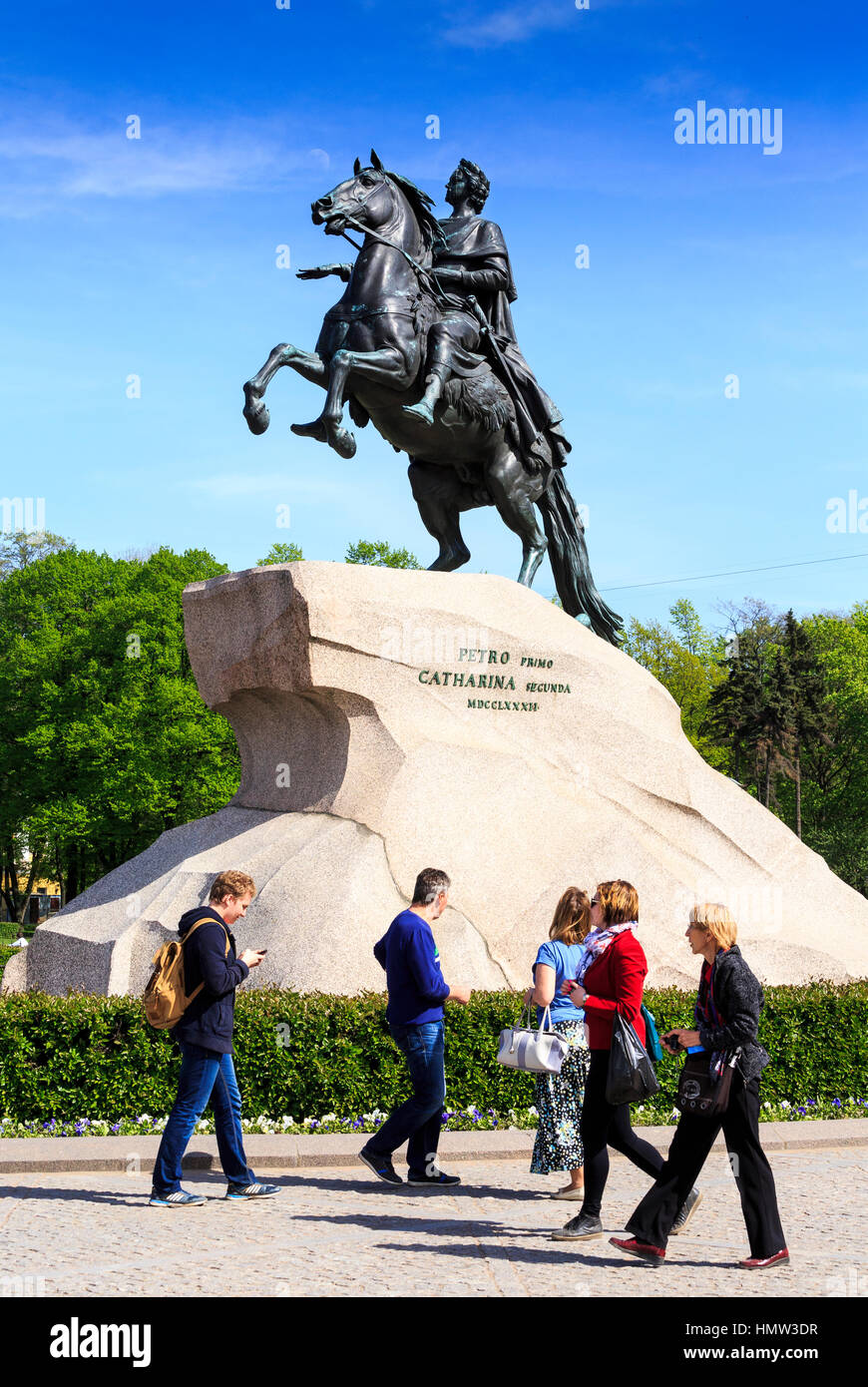 Dekabristen Square und der eherne Reiter, St. Petersburg, Russland Stockfoto