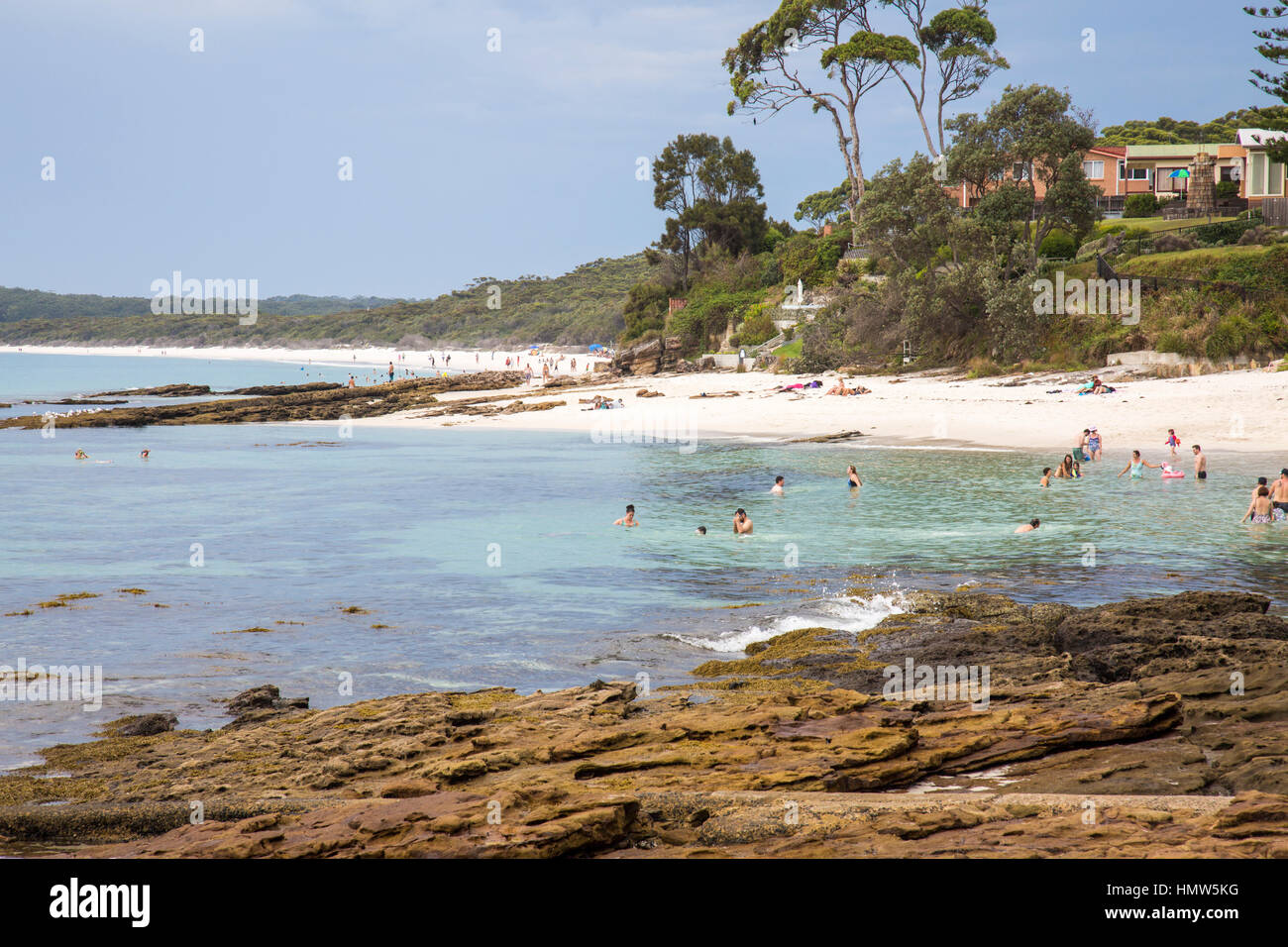 Hyams Beach und Rock Formation an der Süd Küste von New South Wales, Jervis Bay, Australien Stockfoto