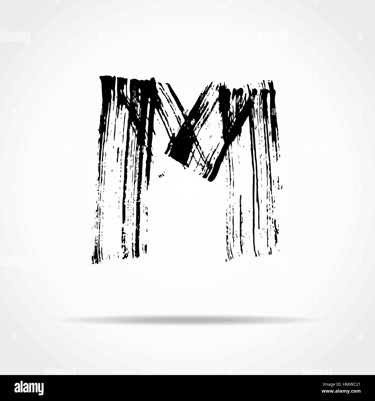 Brief M. Handwritten von trockenen Pinsel. Grobe Striche Schriftart. Vektor-Illustration. Grunge-Stil-Alphabet. Stock Vektor