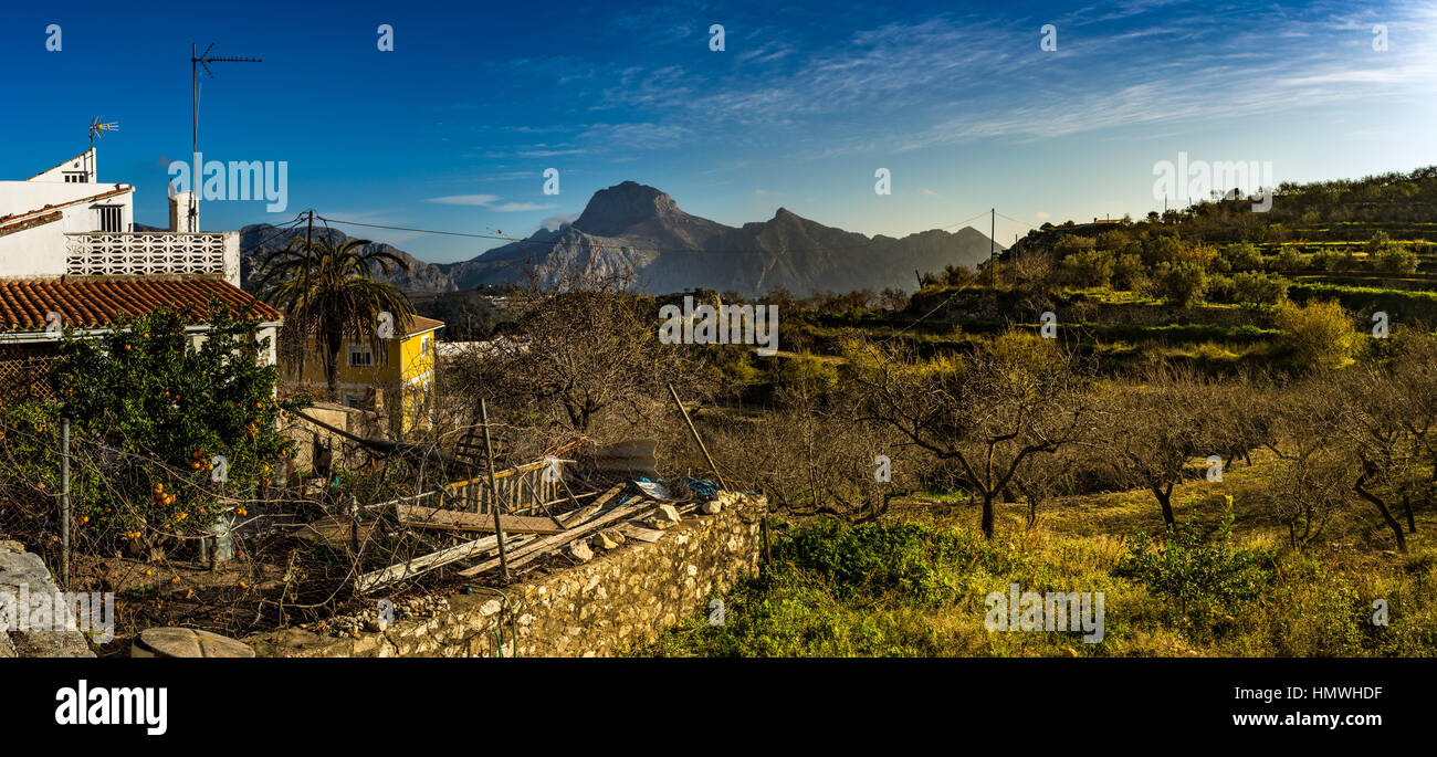 Tarbena ist eine Gemeinde in der Comarca Marina Baixa, Alicante, Valencia, Spanien. Stockfoto