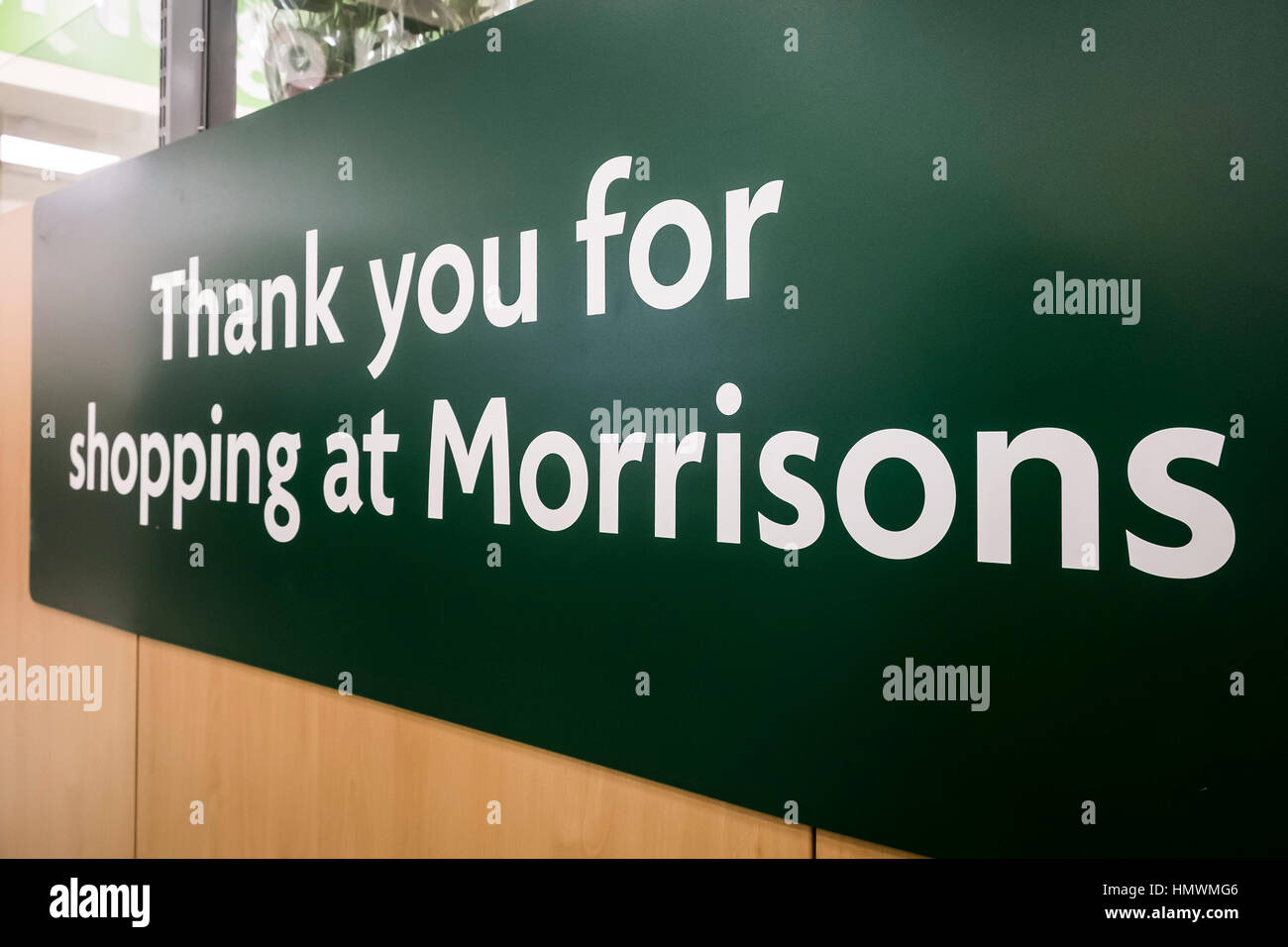 Ein Danke-Zeichen in einem Safeway-Supermarkt. Stockfoto