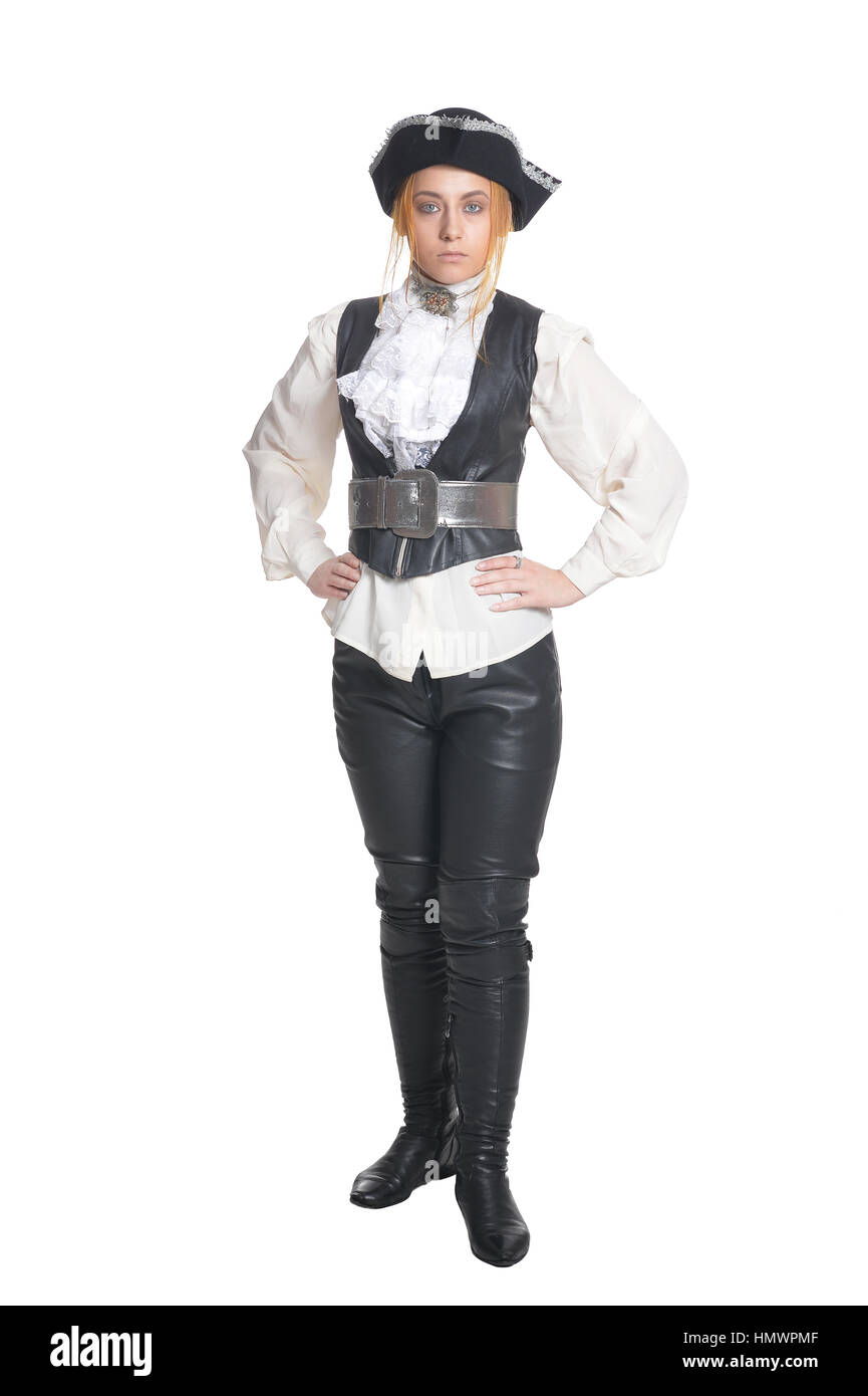 Frau Pirat in alten Vintage-Kleidung Stockfoto