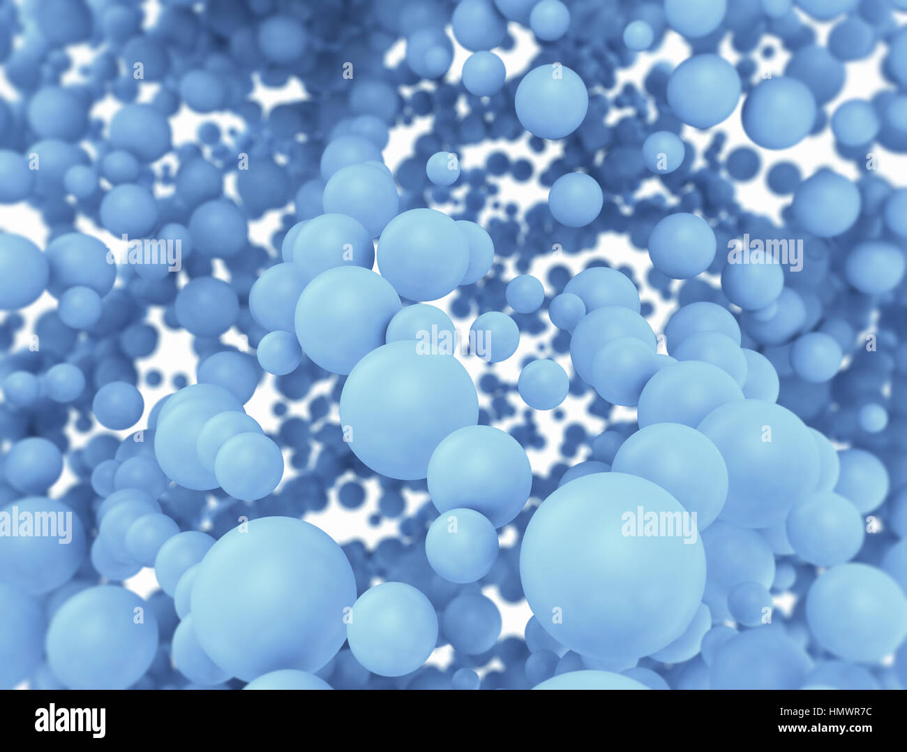 Gruppe von blauen Kugeln. Abstrakte Moleküle Hintergrund Stockfoto