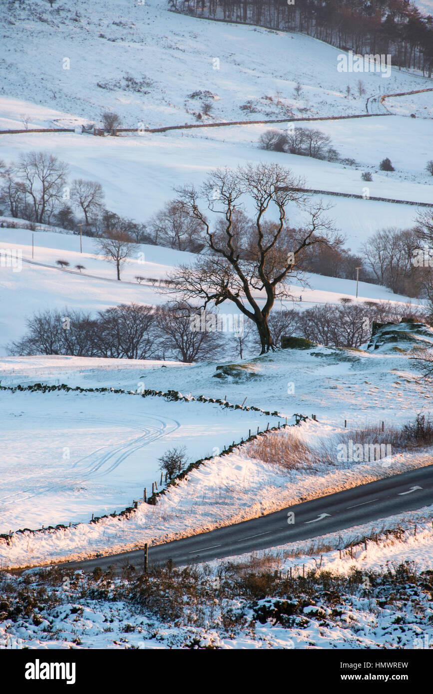 Schnee auf dem englischen Land Stockfoto