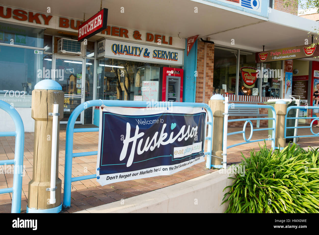 Huskisson Stadtzentrum, Jervis Bay an der südlichen Küste von New South Wales, Australien Stockfoto