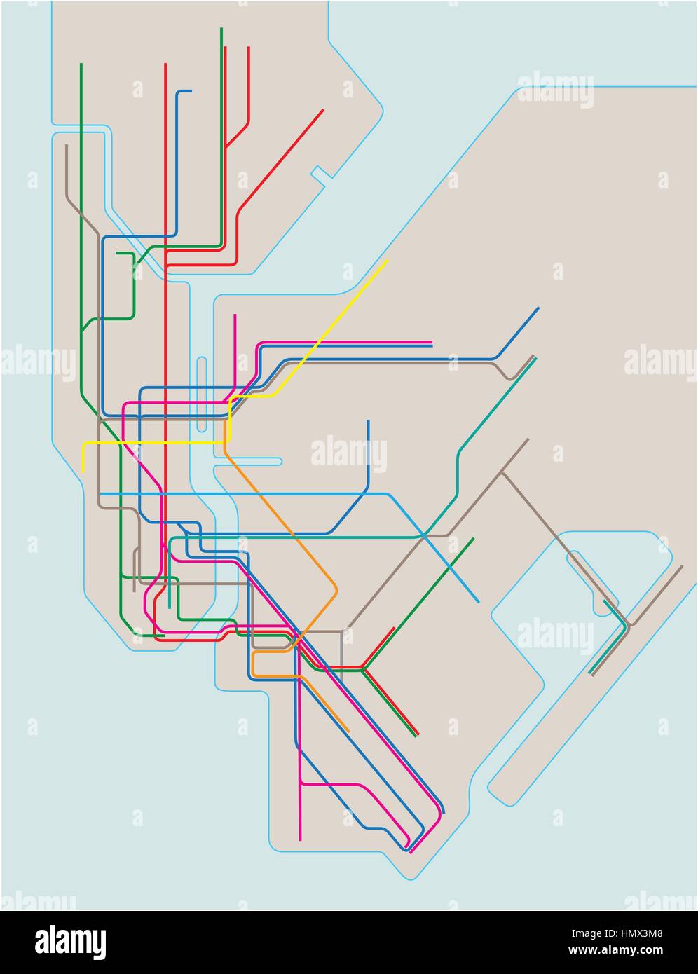 farbige u-Bahn-Vektor-Karte von New York City 2. eps Stock Vektor